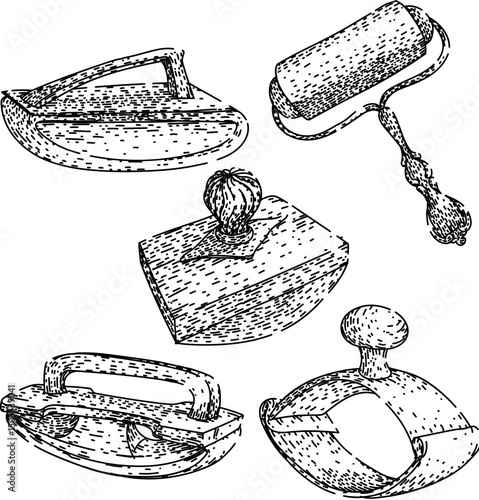 Schilderij op canvas ink blotter set sketch hand drawn vector