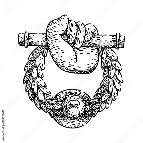 rustic iron door knocker sketch hand drawn vector