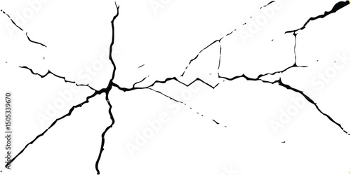 Deep cracks intertwine across a stark white surface, creating an abstract tapestry that showcases the beauty within destruction. Nature’s design captivates the observer’s imagination.
