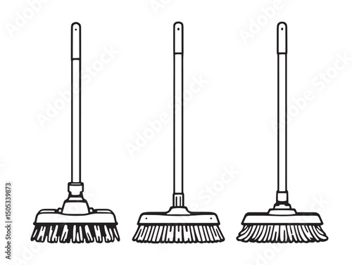 Simple mop line art for janitor service concept