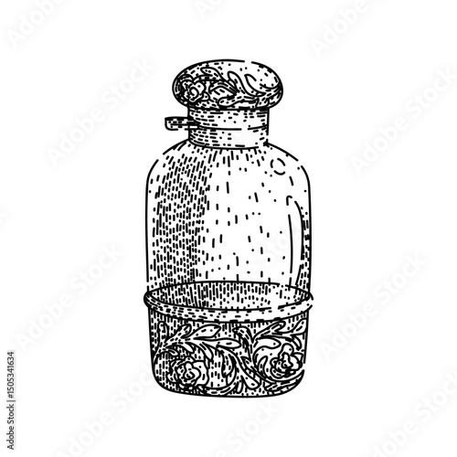 stainless pocket flask sketch hand drawn vector
