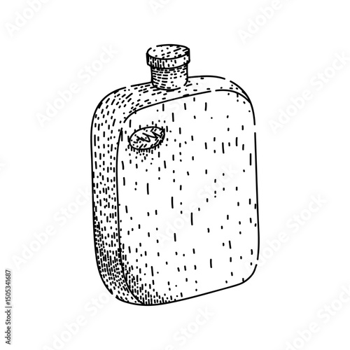 steel pocket flask sketch hand drawn vector