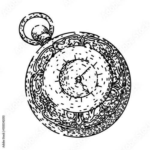 quartz pocket watch sketch hand drawn vector