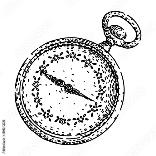 fob pocket watch sketch hand drawn vector