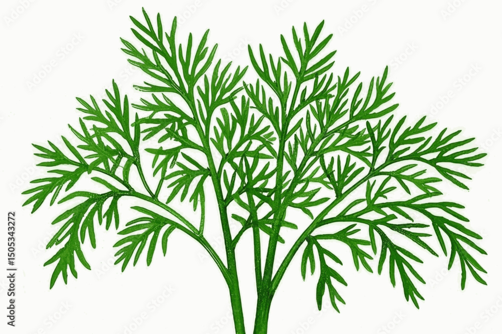 Obraz premium Botanical Brushstrokes in Green herb dill isolated watercolor vector illustration svg