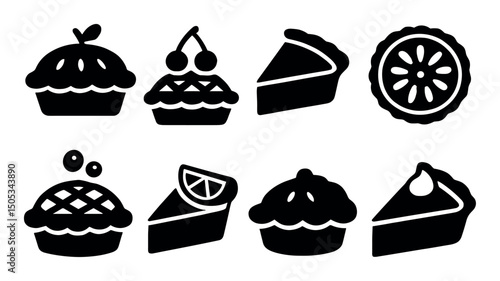 Selection of silhouette pies and tarts with various toppings