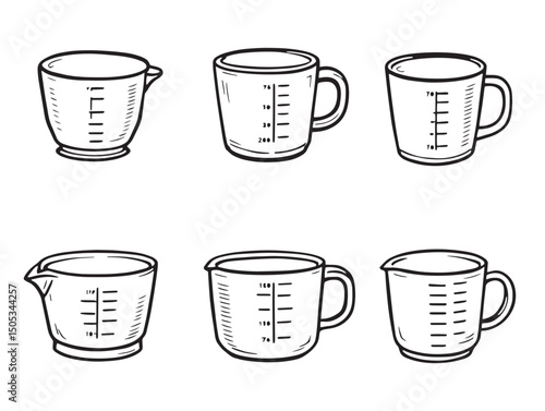 clean line art measuring cups collection for culinary projects