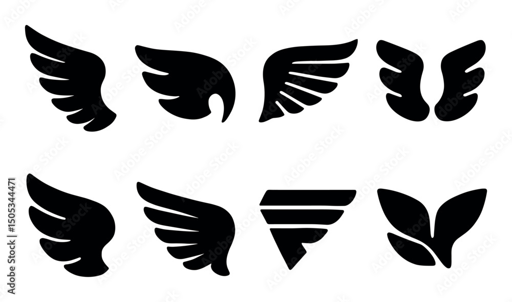 Obraz premium Collection of various angel wing silhouettes and designs