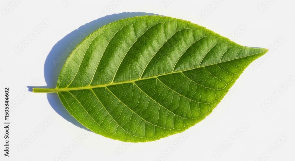 Fototapeta premium Single green leaf with visible veins