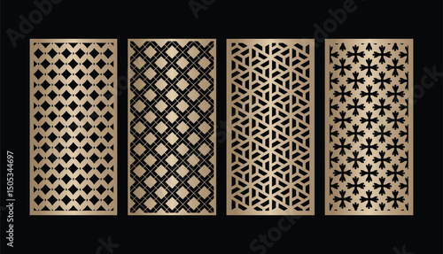 Laser and cnc cutting panels template. Decorative die cut pattern