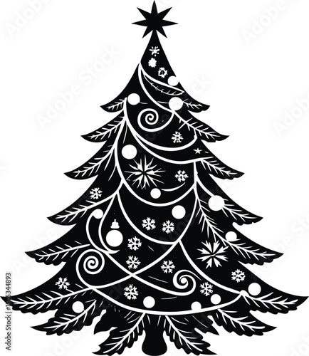 Decorated Christmas Tree Silhouette