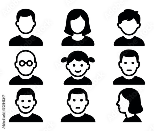 Diverse avatar set: male and female icons in different ages