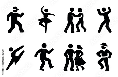 Silhouettes of diverse dance styles in motion