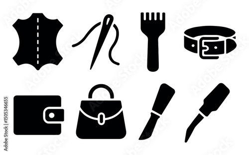 Leather crafting tools and accessories: wallets, belt, and stitching