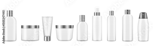 PNG cosmetic bottle cream tube shampoo container blank product vector beauty skincare set pack template lotion background branding

