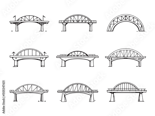 Creative Overpass Line Art Vector for Infrastructure Design Ideas