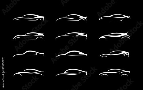 car automotive shapes abstract logo collection