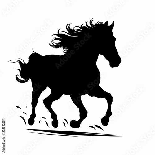 Silhouette of galloping horse vector illustration
