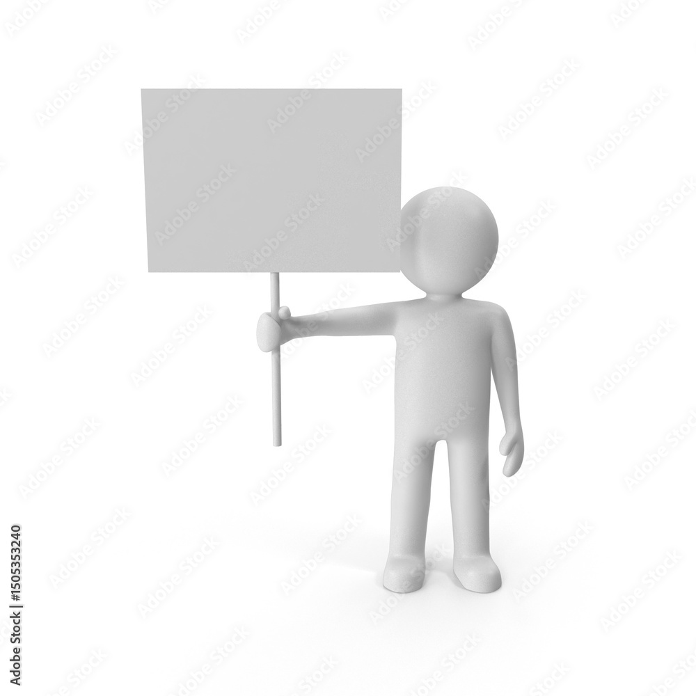 3d man holding blank board 3d man holding blank board