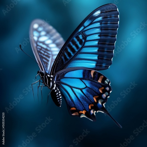 A majestic blue and black butterfly