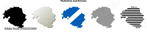 Perthshire and Kinross (Scotland) blank outline map set