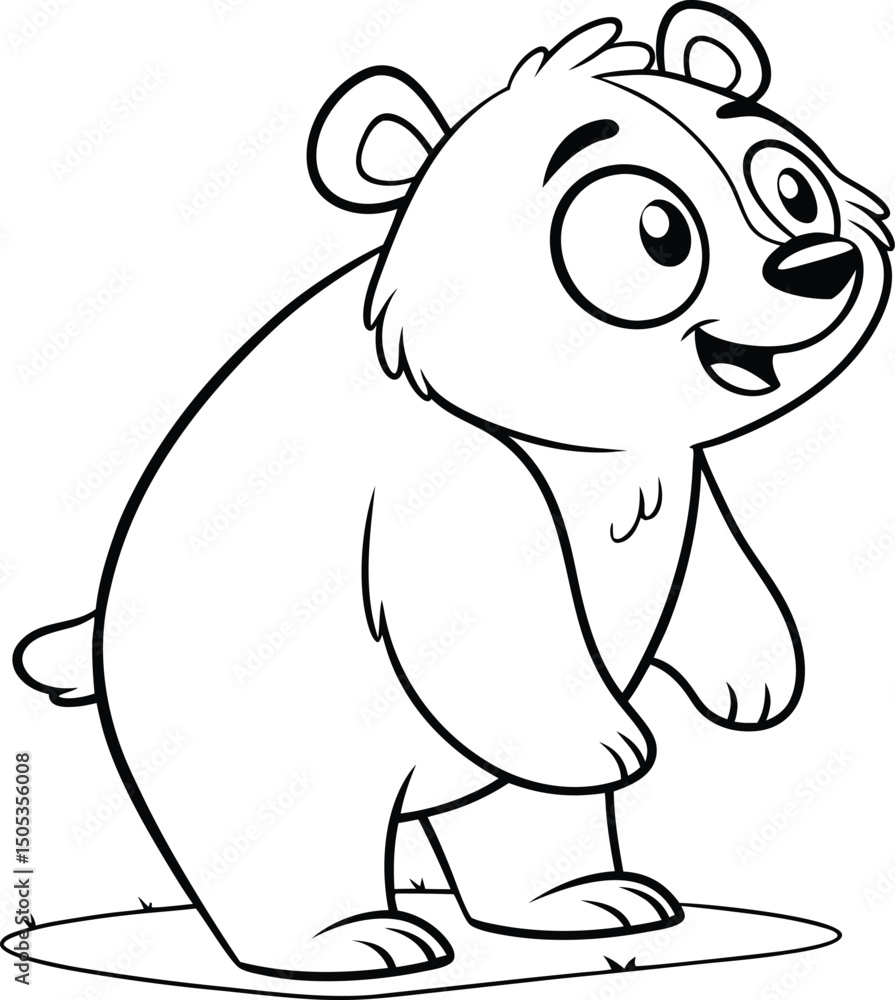 cute bear stands and smiles vector design for coloring page cute bear stands and smiles vector design for coloring page