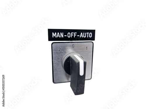 Valokuva Industrial selector switch with manual, off, and auto modes, used for control panels and automation systems