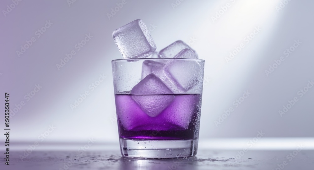 Purple Haze. A Chilled Glass of Refreshment with Ice Cubes in a Soft, Light Setting. Purple Haze. A Chilled Glass of Refreshment with Ice Cubes in a Soft, Light Setting.