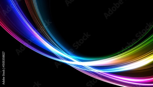 Rainbow Light Swirls Abstract.