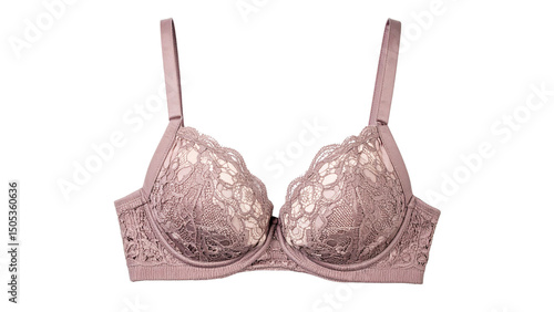 Pink lace bra and panties set, isolated on white, a perfect fashion lingerie gift
