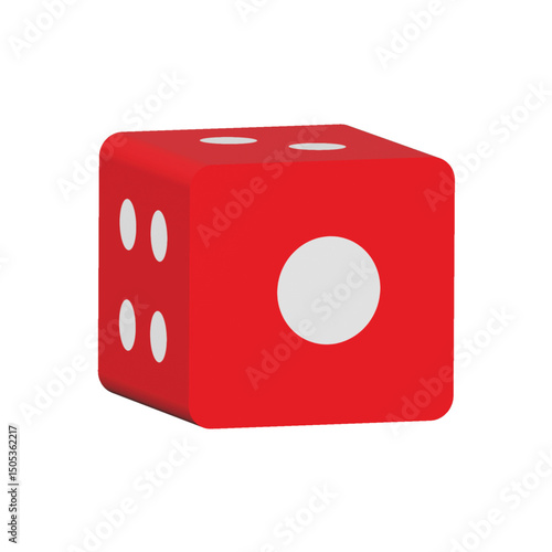 Isolated Red Dice Showing a Four