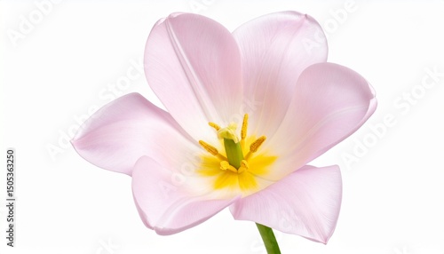 Pink tulip flower on a white isolated background. Closeup. For design. Nature. 