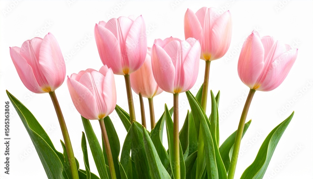 Fototapeta premium High-Quality PNG Pink Tulips Isolated on White Background