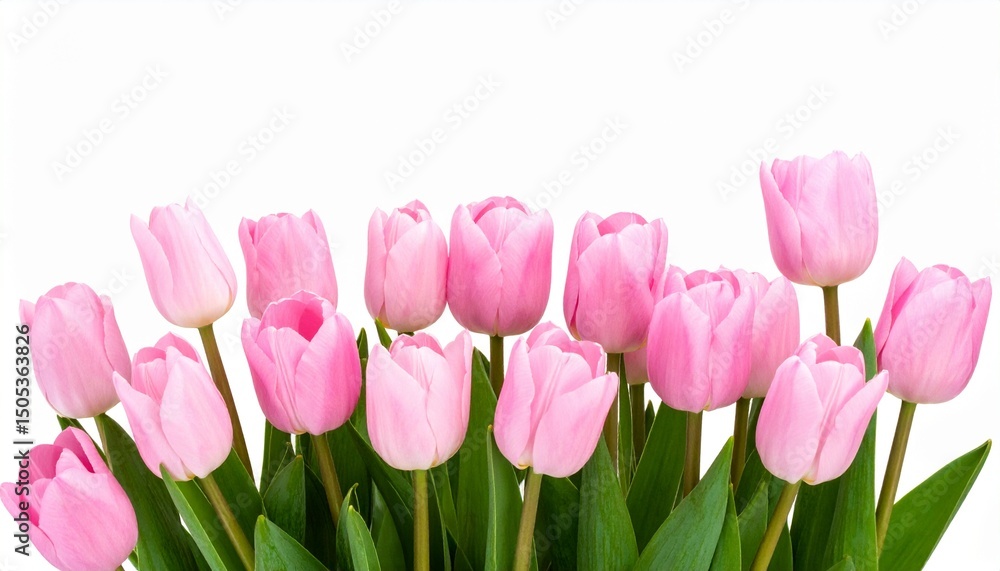 Fototapeta premium High-Quality PNG Pink Tulips Isolated on White Background