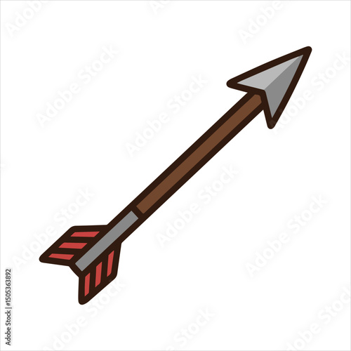 Traditional Wooden Arrow with Feather Fletching Art & Illustration