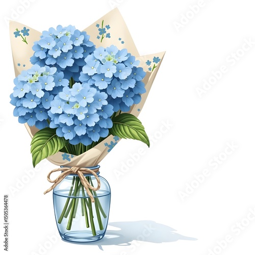 Blissful Summer Blooms: Hydrangeas in Glass Vase