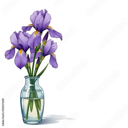 Serene Summer Bliss: Fragrant Irises and Pressed Flower Bookmark Greeting Card