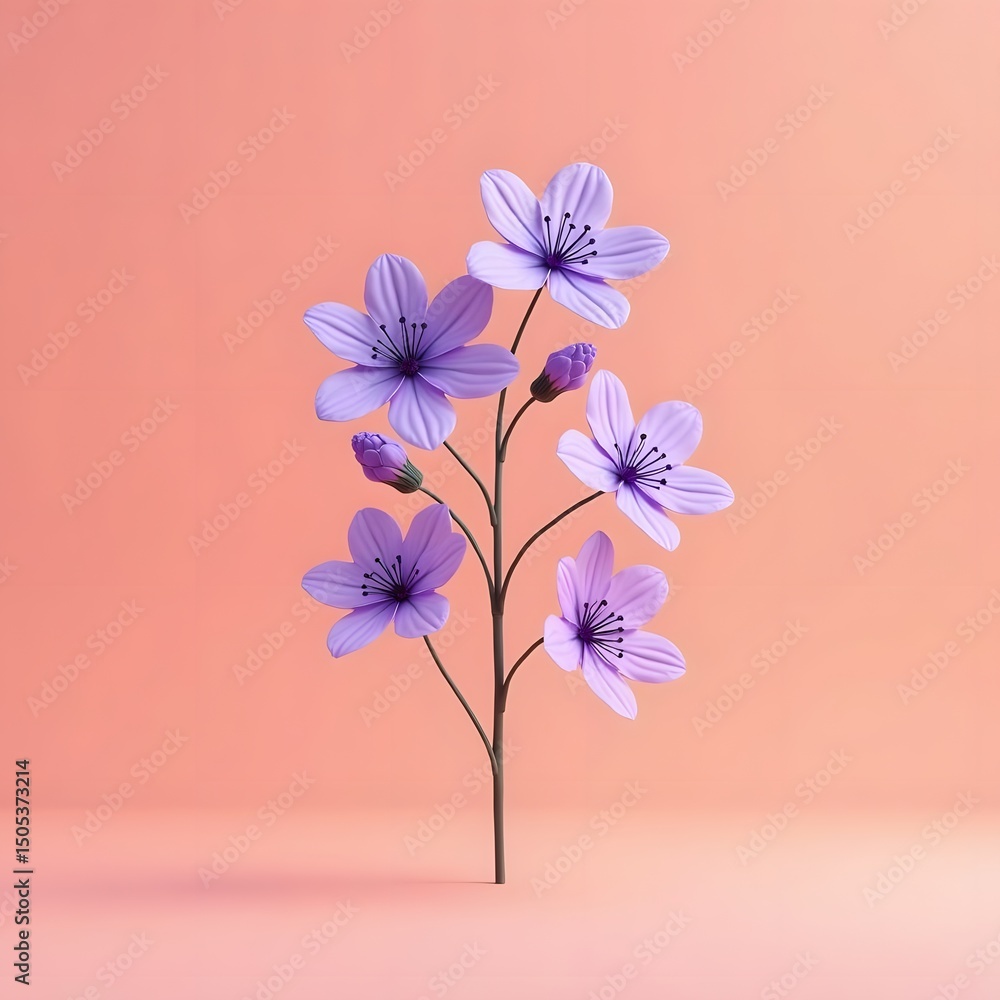 Obraz premium Serene Lavender Blooms Dancing in Coral Mist