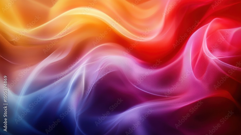 Fototapeta premium Flowing Silk Texture in Vibrant Warm and Cool Color Gradient