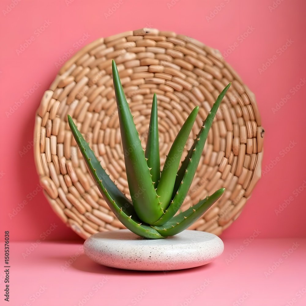 Fototapeta premium Serene Aloe Oasis: A Vibrant Tropical Escape