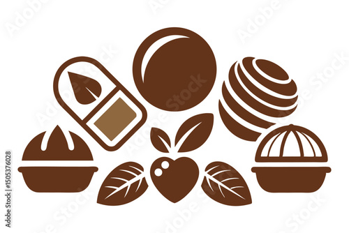 Assorted chocolate candies and sweets icon set