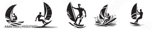 vector silhouette of a windsurfer