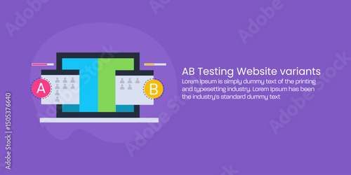 Laptop split screen compares website variants performance with data driven loading indicators.
