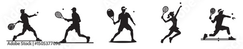 vector silhouette of a person playing tennis