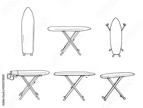 Creative ironing board line art icon for design projects