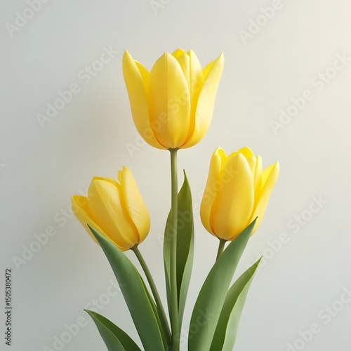 Golden Tulips Dancing in Soft Grey Serenity