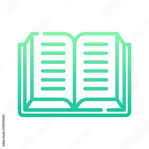 college icon special line with gradient color green_open book