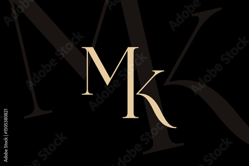 Tableau sur toile MK or KM letter logo icon design