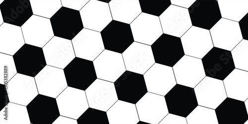 Seamless vector illustration of black and white soccer ball pattern background.