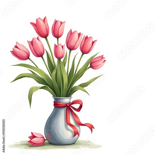 Tulip Splendor: Capturing the Essence of Summer in a Charming Greeting Card Design